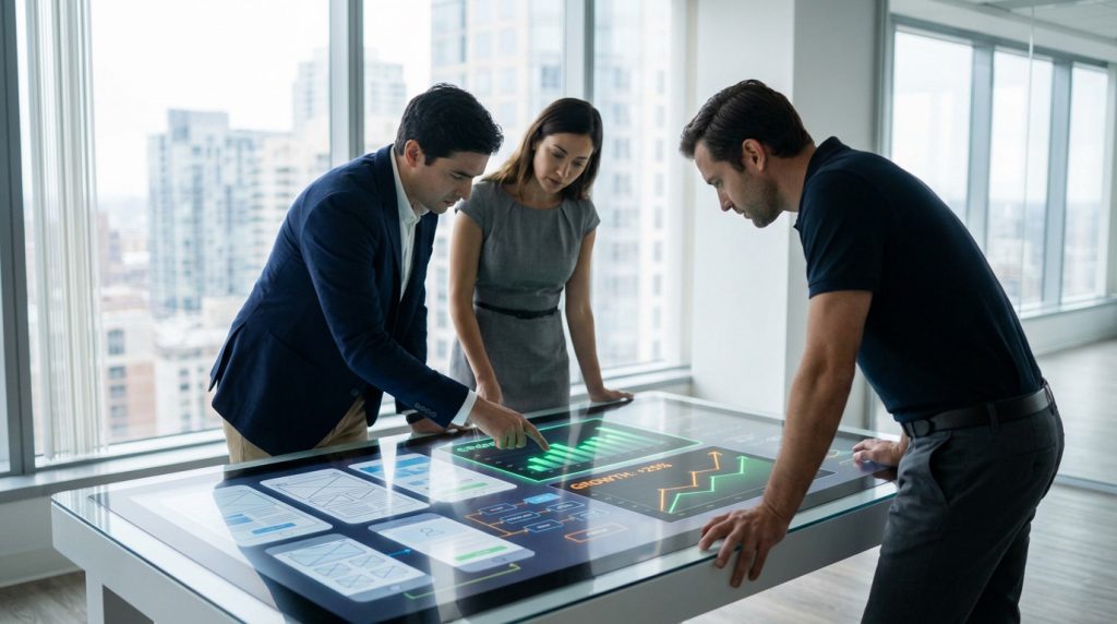 Consultant UX analyzing user data to enhance business growth through design strategies