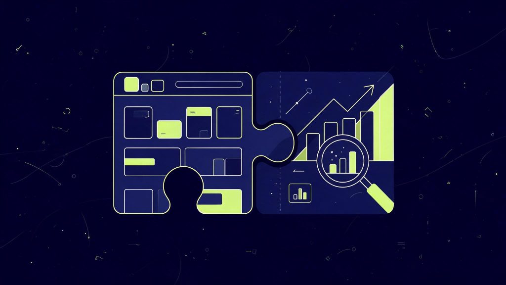 Illustration du duo Elementor et RankMath, deux pièces de puzzle qui s'assemblent