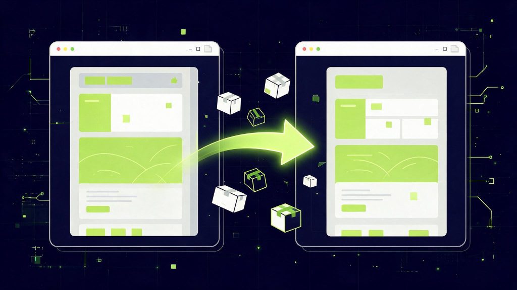 Illustration d'une migration de site web de WordPress vers Webflow
