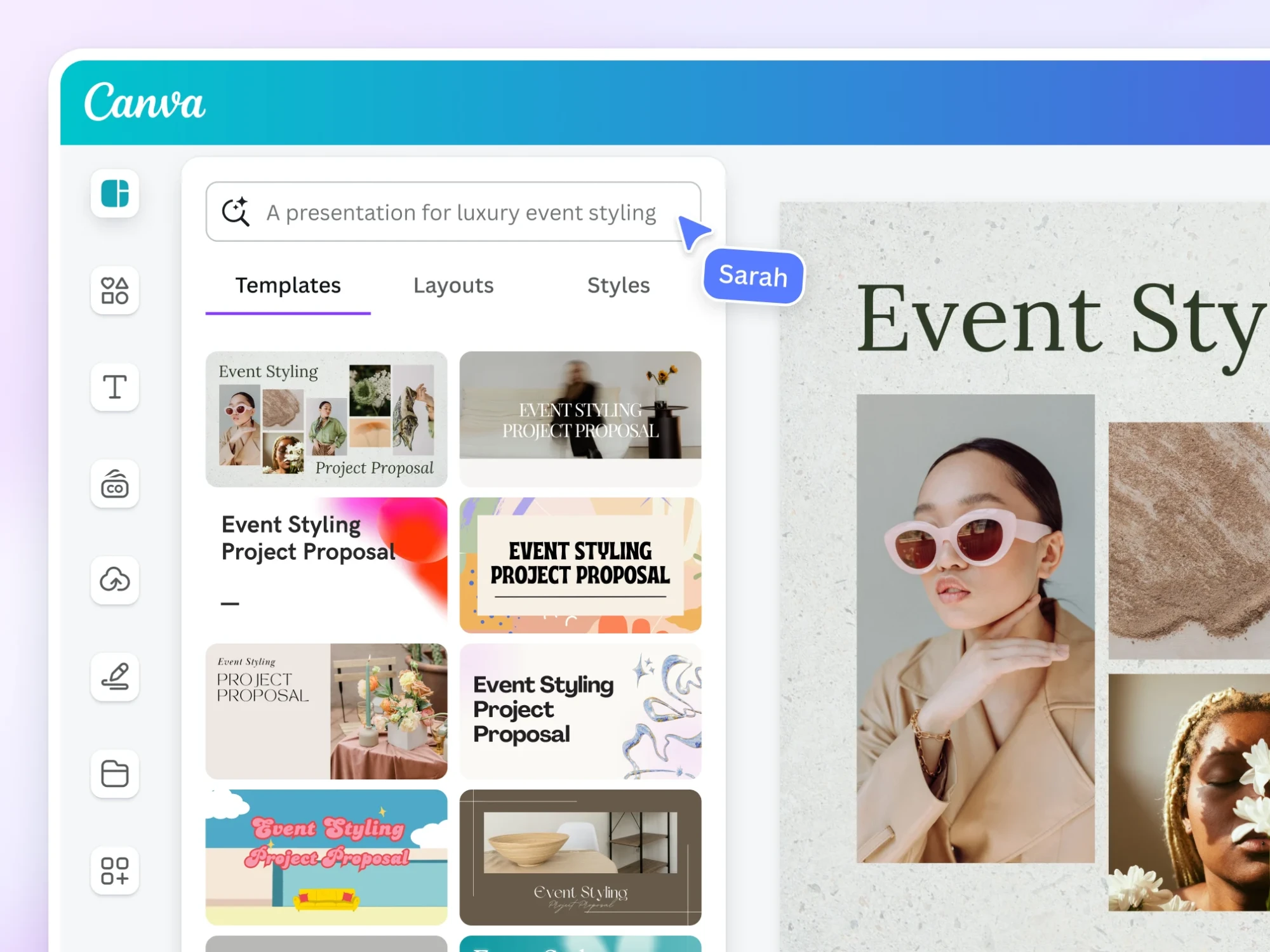 Éditeur Canva : recherche de templates et création assistée