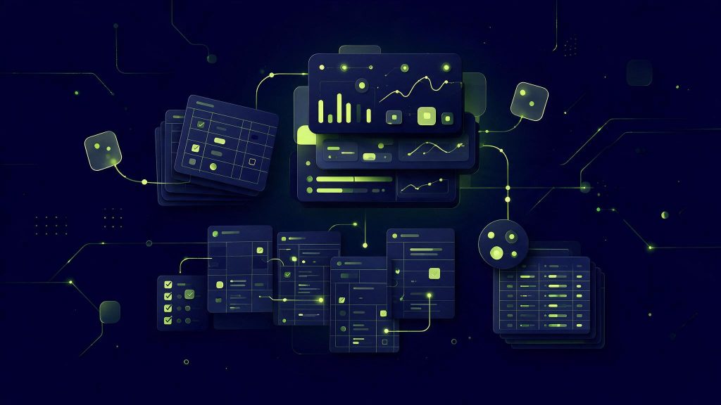 Illustration back-office d'agence organisé dans Notion