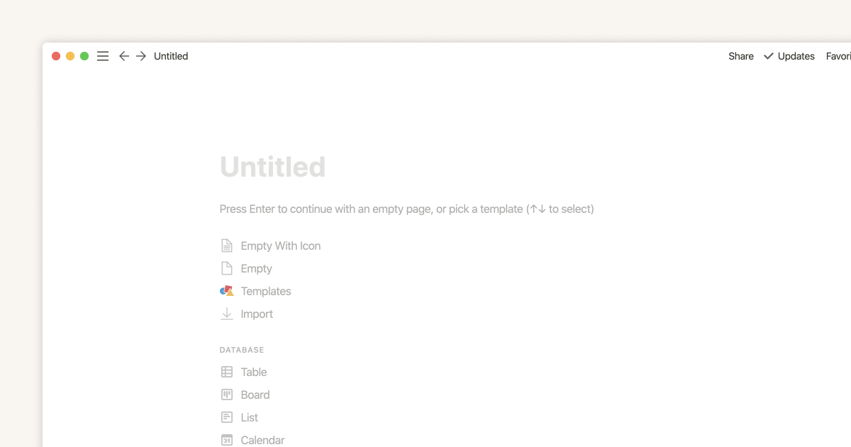 Création de page Notion : templates et bases de données