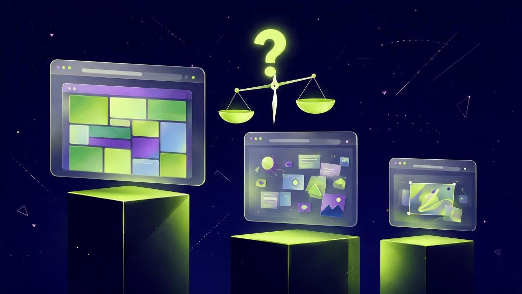 Illustration comparatif WordPress Webflow Framer